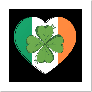 Shamrock with Ireland flag Posters and Art